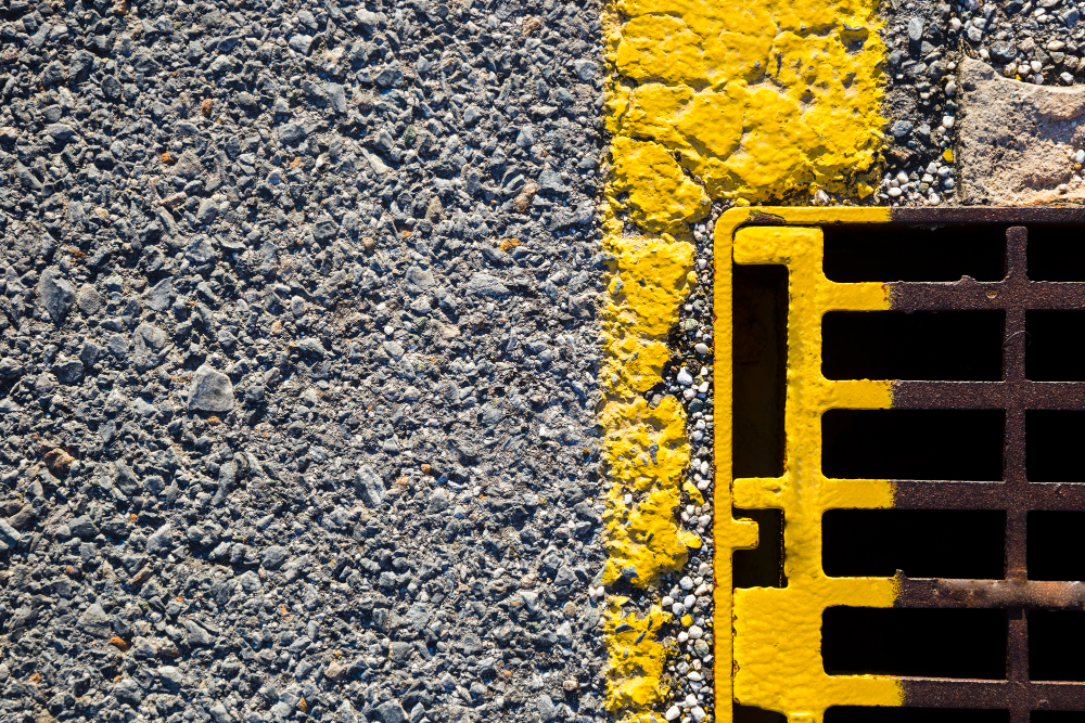 top view road line with drain